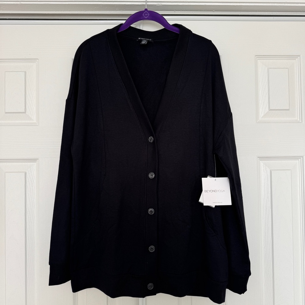NWT Beyond Yoga Carefree Cardigan Black Large
